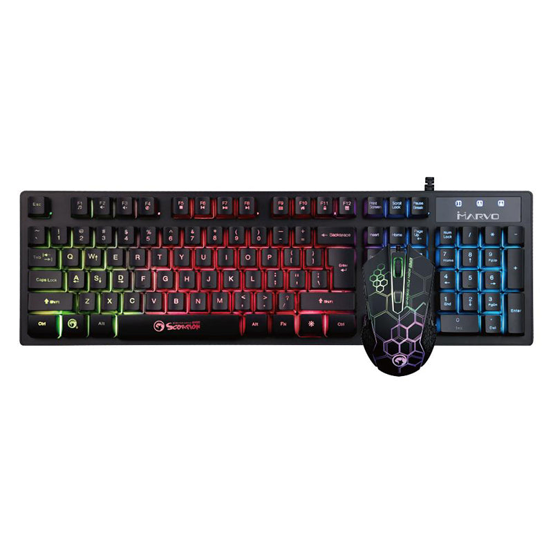 Marvo Scorpion KM409 7 LED USB Gaming Keyboard and Mouse Combo Rainbow Backlit Keyboard