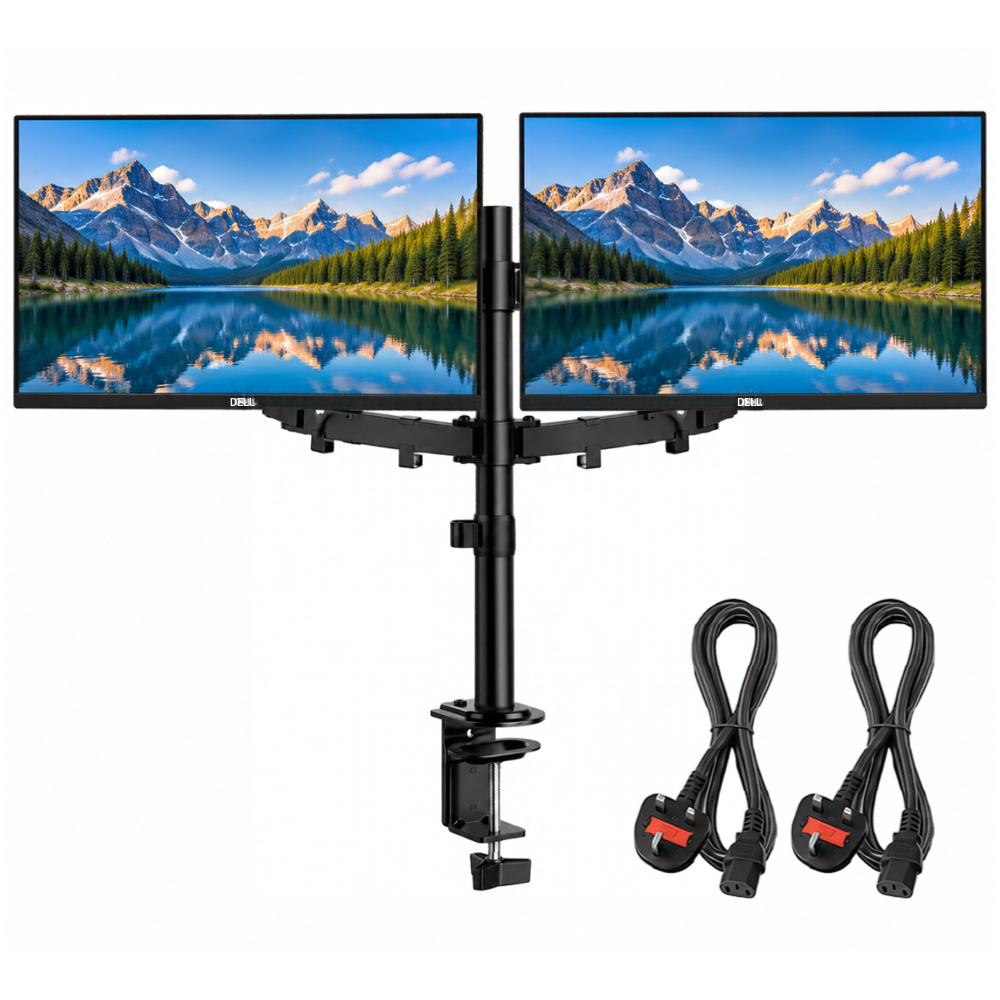 Dual Monitor Screen Bundle 24" Dell Flat Panel P2419H HDMI DP VGA