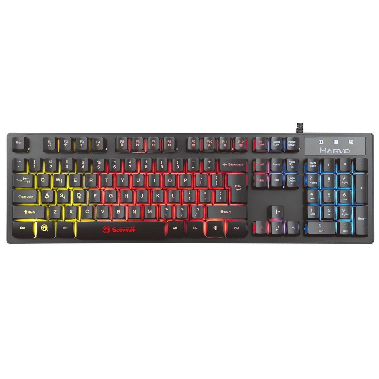 Marvo Scorpion KM409 7 LED USB Gaming Keyboard and Mouse Combo Rainbow Backlit Keyboard